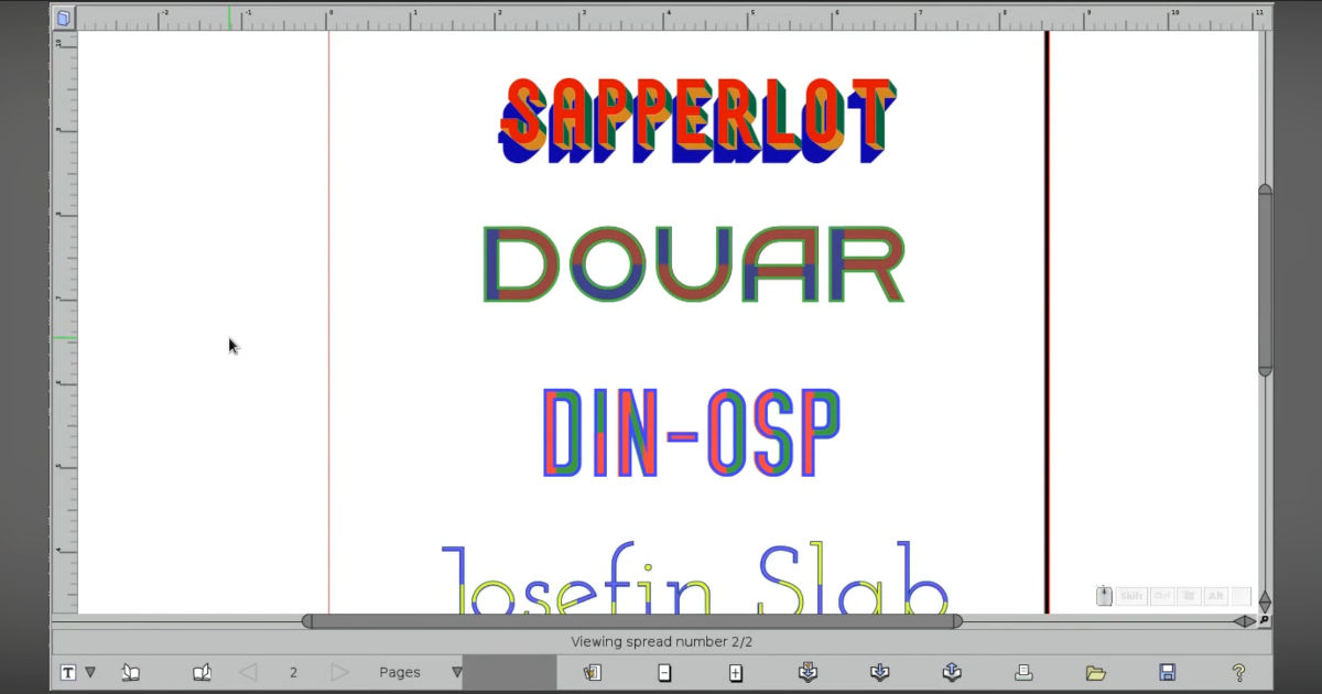 Screenshot showing a few layered color fonts