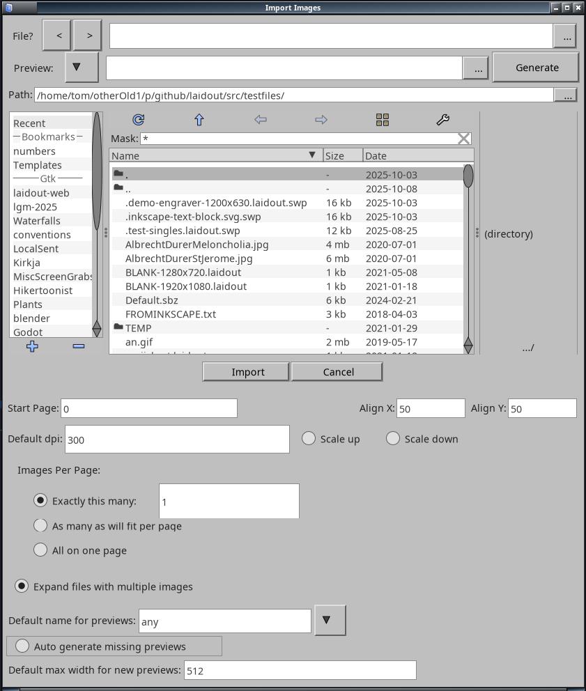 Image Import window. There are many boxes with inconsistent sizing