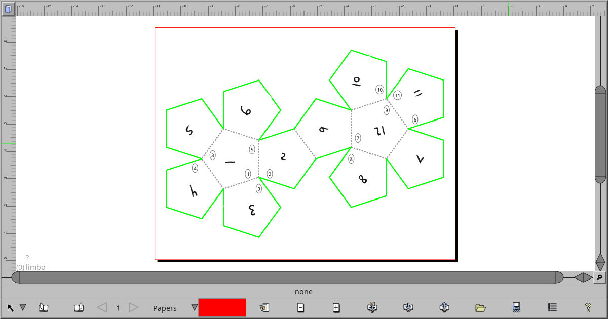 Screenshot showing an unwrapped dodecahedron