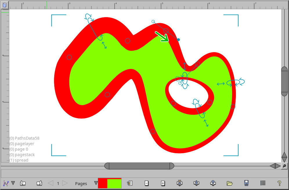 A variable width path with red/green stroke/fill