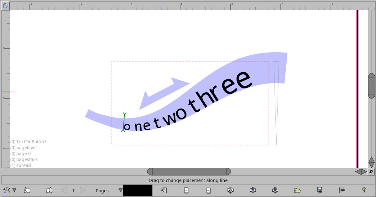 Screenshot showing some text wrapped along a path