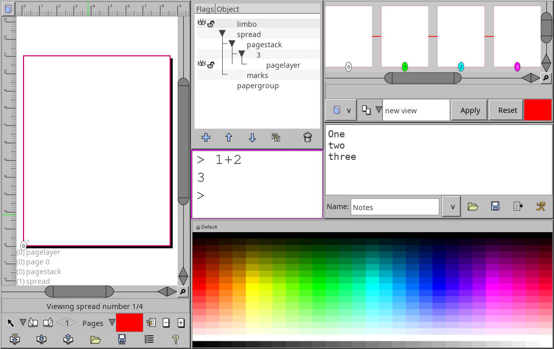 Screenshot of Laidout windows