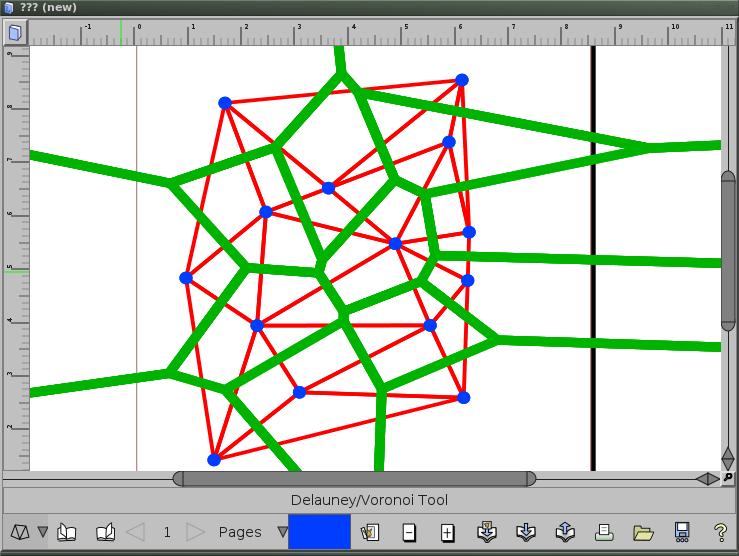 Point set with blue points, red triangles, and green cells.